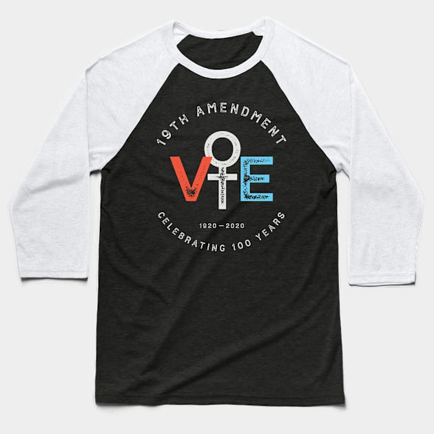 19th Amendment Centennial Logo - Votes Women Suffrage Design Baseball T-Shirt by Forest & Outlaw